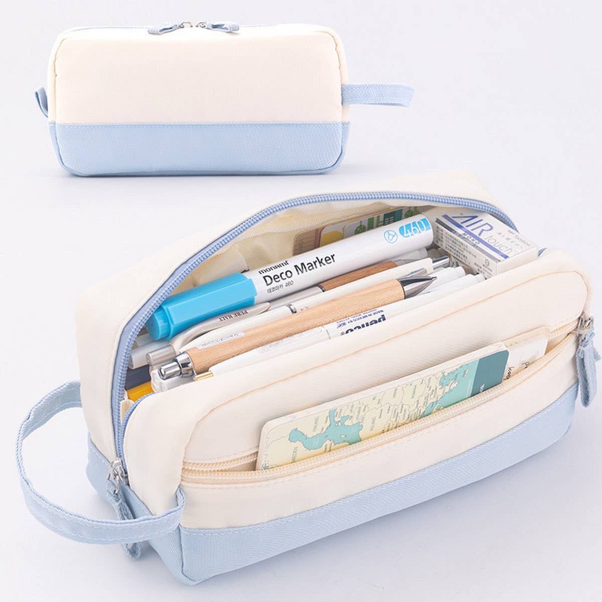 NEW LARGE CAPACITY DOUBLE LAYER PENCIL CASE