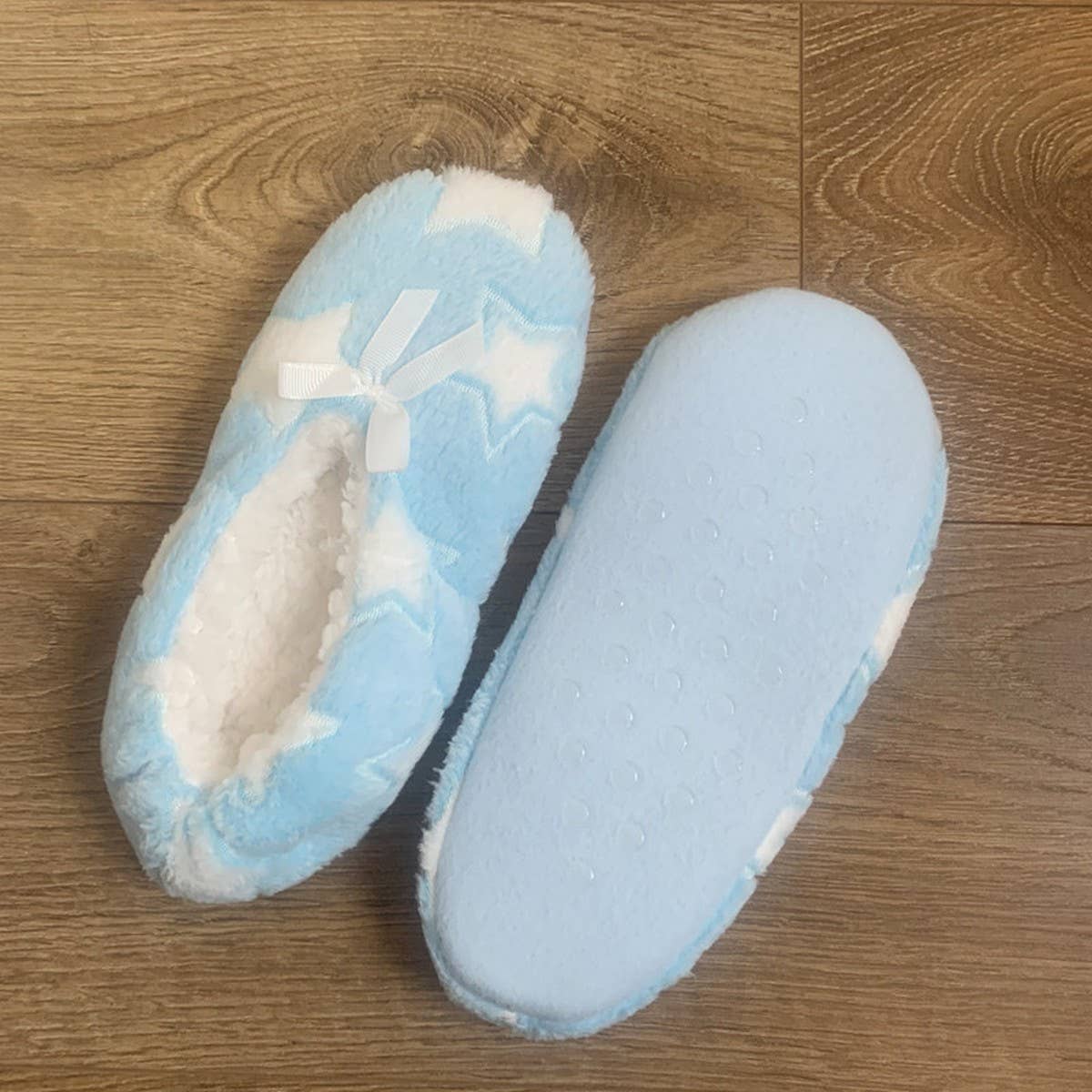 CORAL FLEECE PRINTED SOFT-SOLED SOCKS SLIPPERS