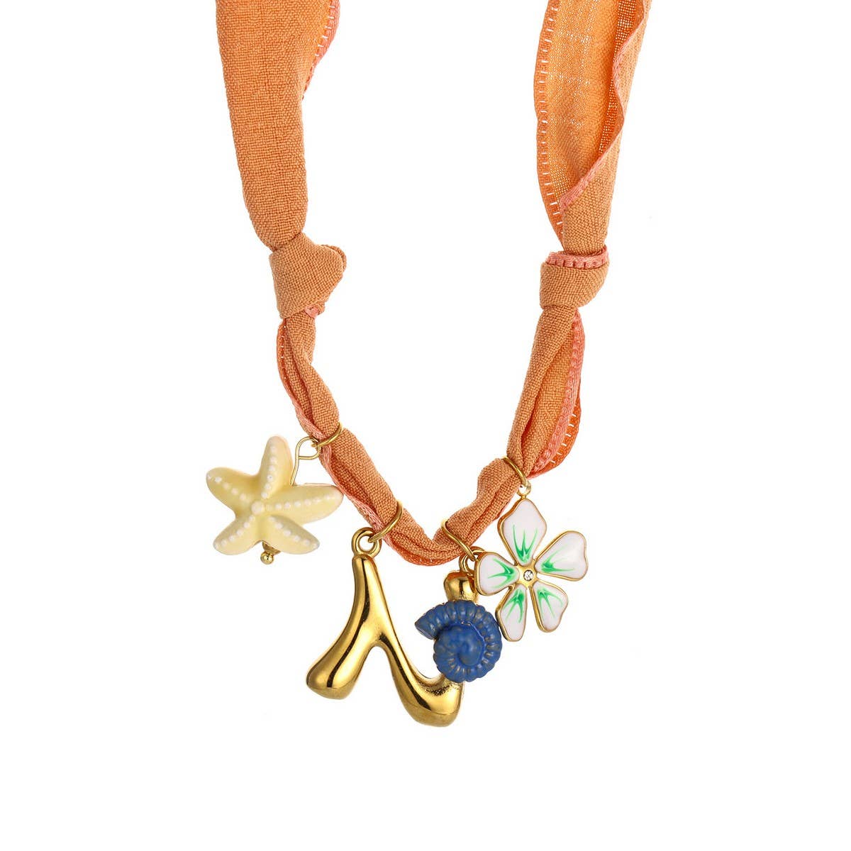 Colorful Scarf Necklace with Fruit Charms