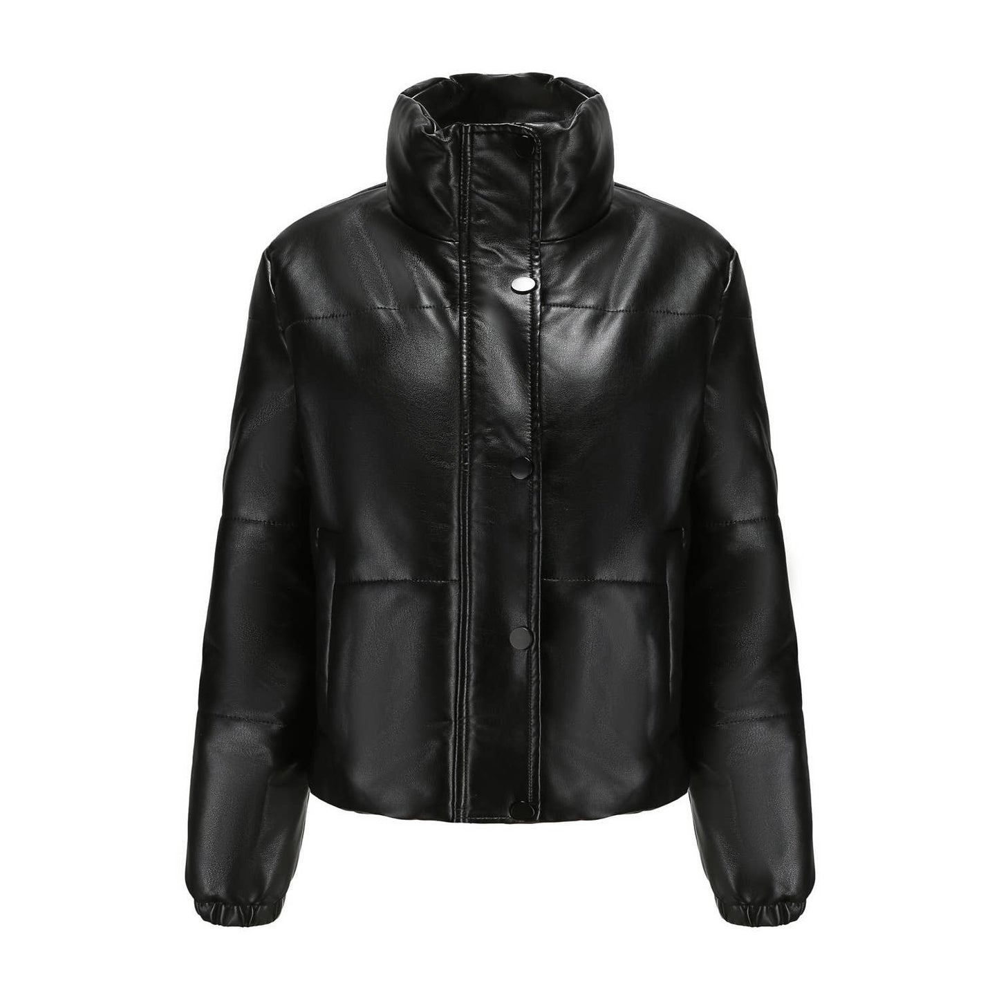 THICKENED COTTON COAT BREAD COAT PU LEATHER COAT