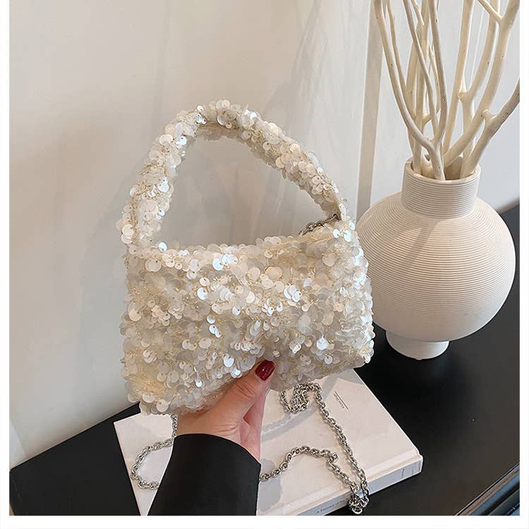 Sequined versatile pleated crossbody bag