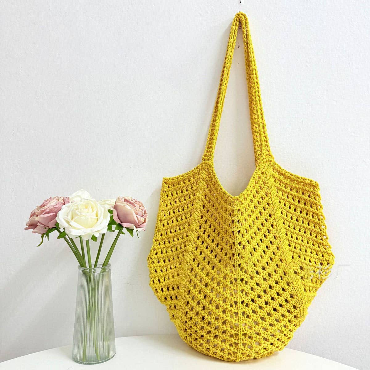 CUAB00631_KOREAN CHIC CROCHET BEACH TOTE HANDMADE SHOULDER