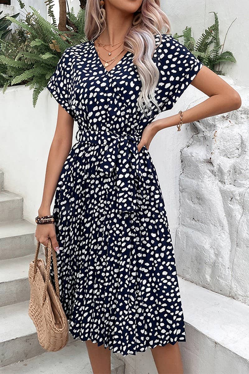 CWDMD4543_SPRING AND AUTUMN LONG SLEEVE RED PRINTED DRESS