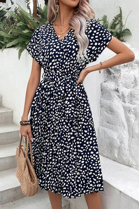 CWDMD4543_SPRING AND AUTUMN LONG SLEEVE RED PRINTED DRESS