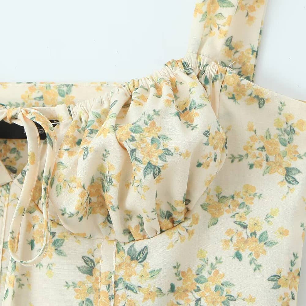 Backless Tie Strap Printed Sleeveless Dress