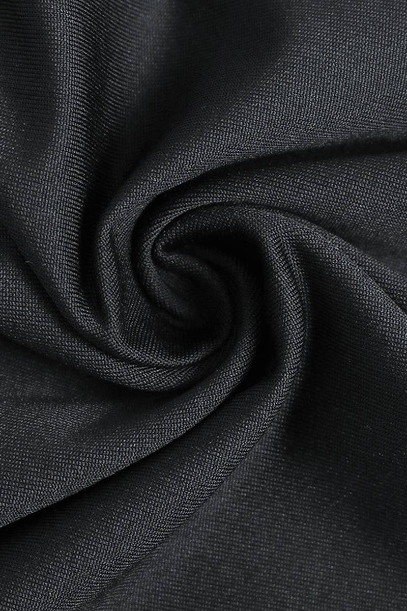 CWDMD3054_SOLID COLOR V-NECK SLIT SLIM LONG SLEEVE DRESS