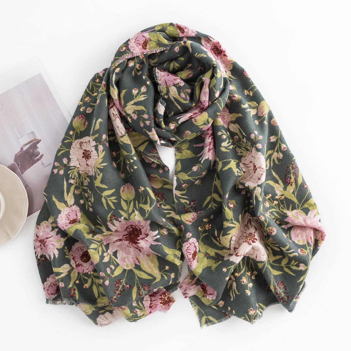 Floral Print Winter Scarf??Soft Elegant Long Shawl