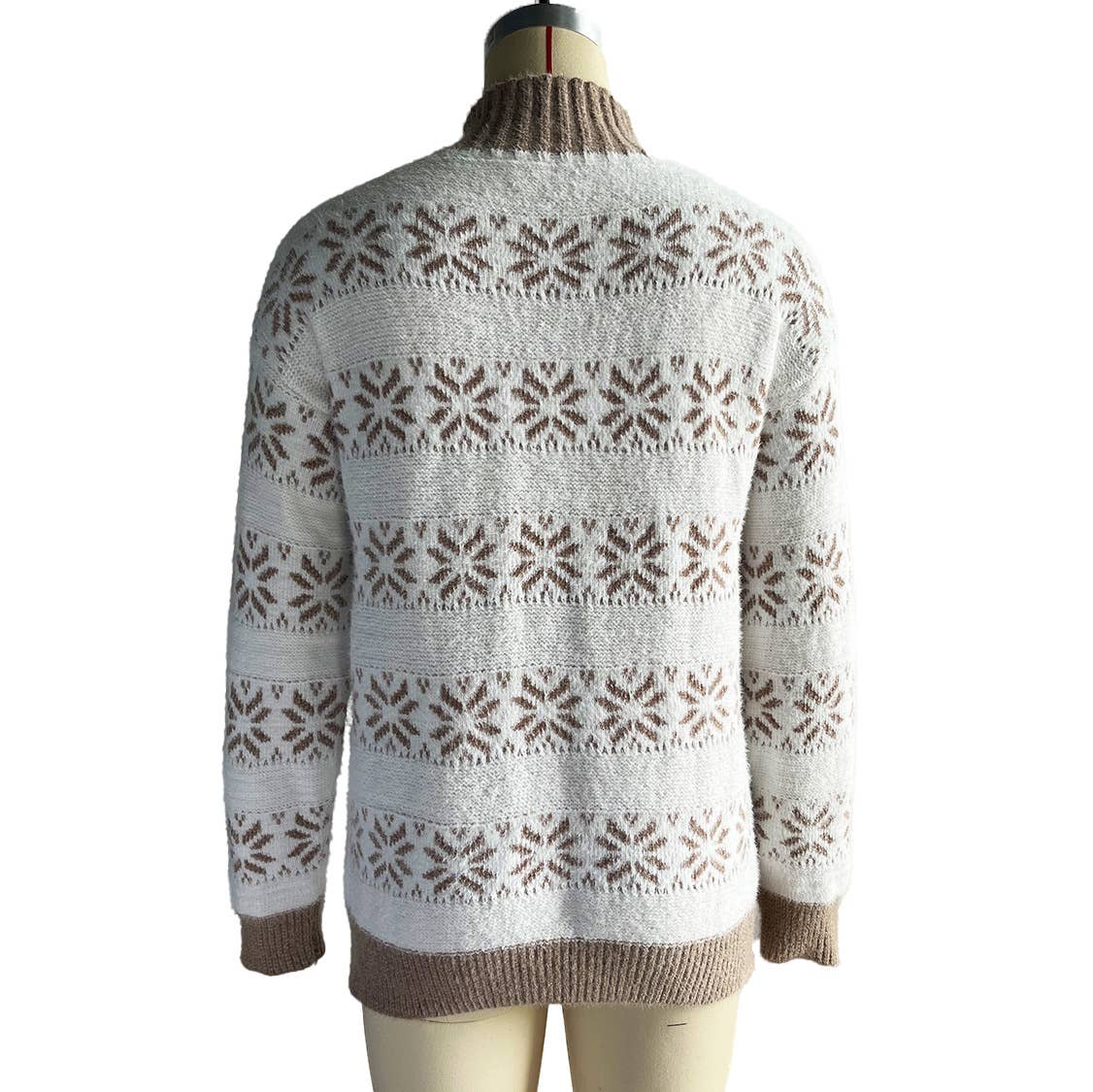TURTLENECK SNOWFLAKE JACQUARD LONG SLEEVE SWEATER