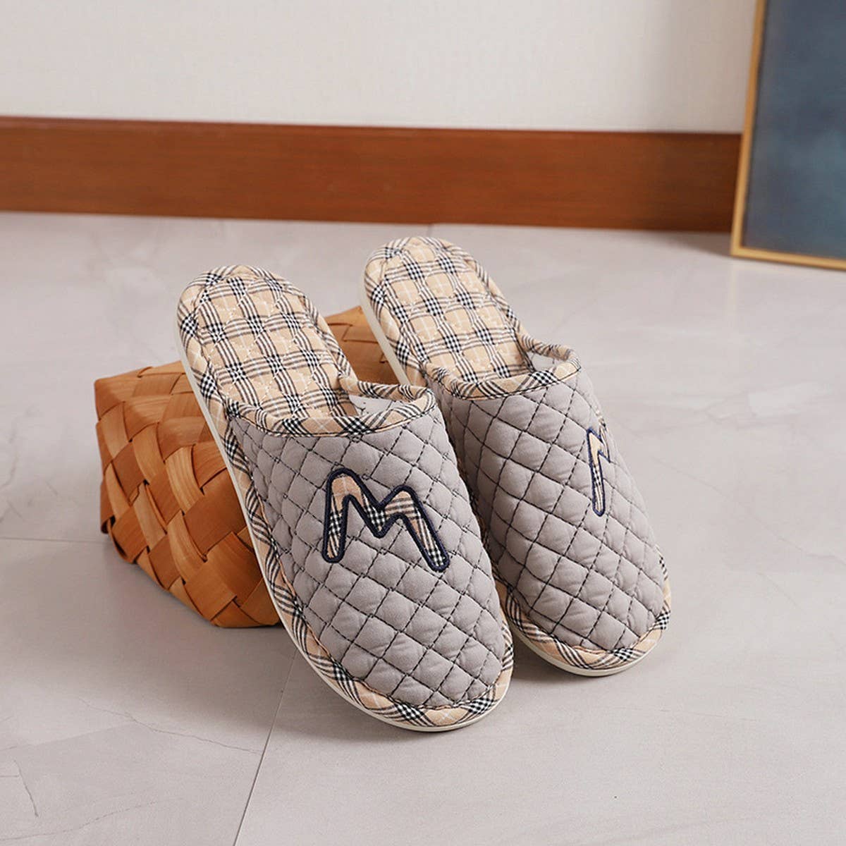 Thick Cotton PVC Sole Silent Couple Slippers