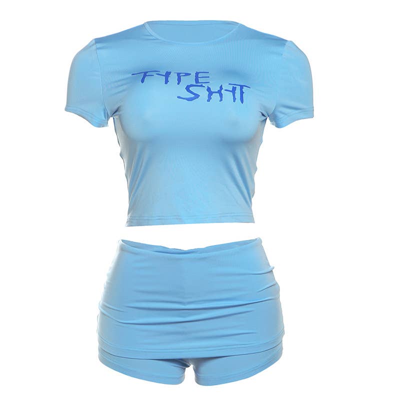 Sexy Crop Top and Bodycon Shorts Set