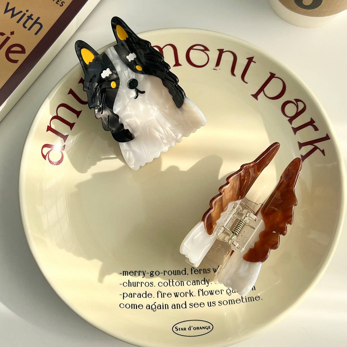 Cute Dog Acetate Hair Claw ? Cartoon Collie Clip