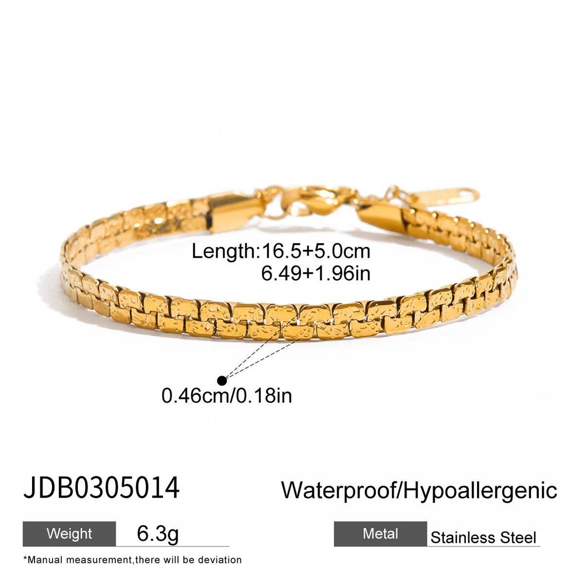 Classic 18K Gold Matte Flat Chain Bracelet