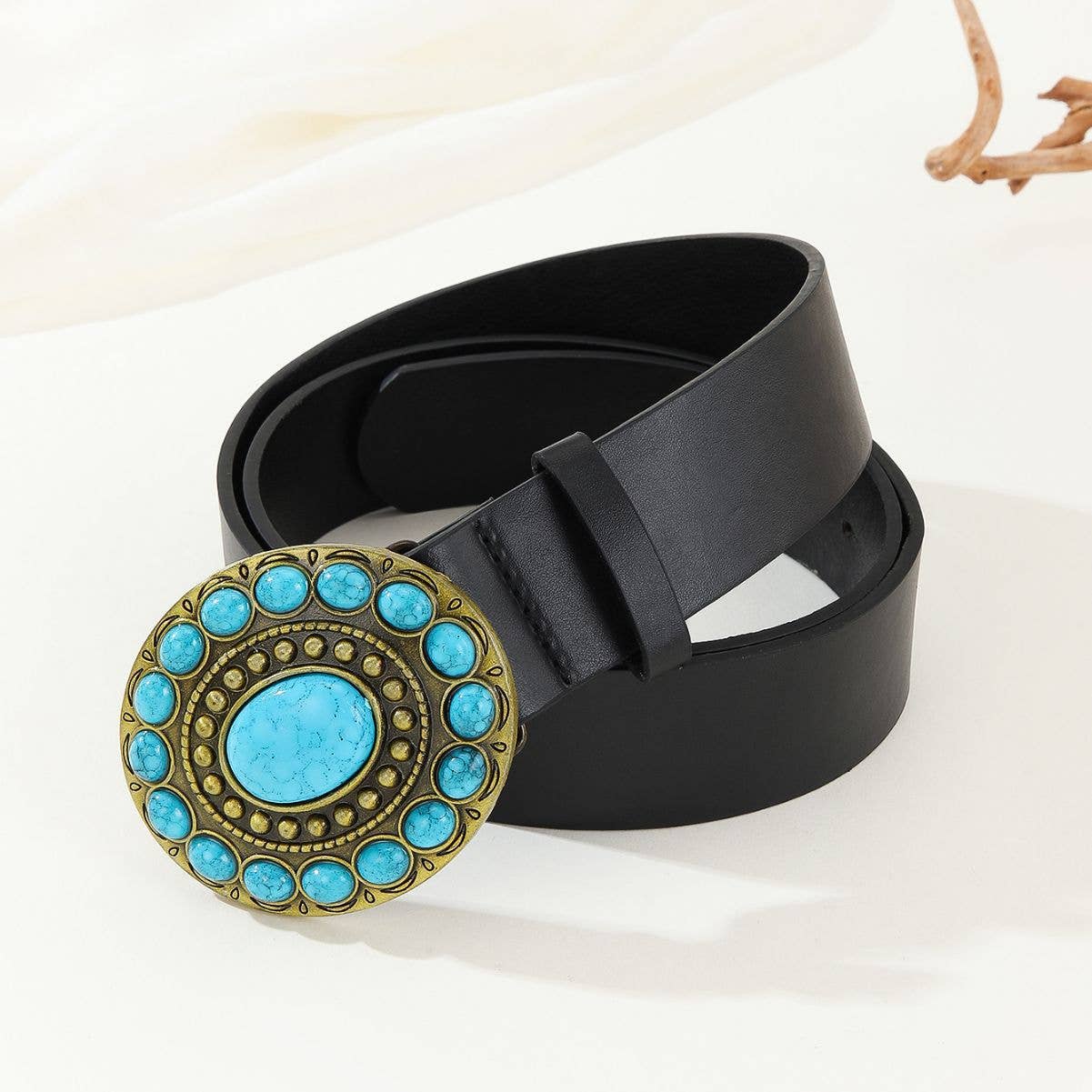 Court imitation blue stone inlaid belt