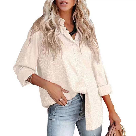 Elegant satin gravel pattern long-sleeved shirt