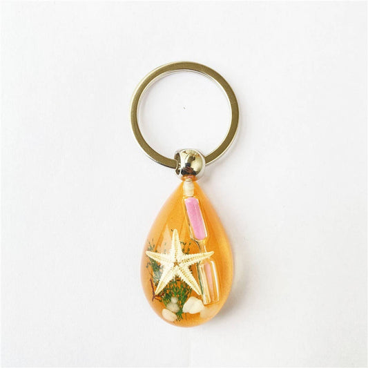 CREATIVE STARFISH HOURGLASS KEYCHAIN PENDANT