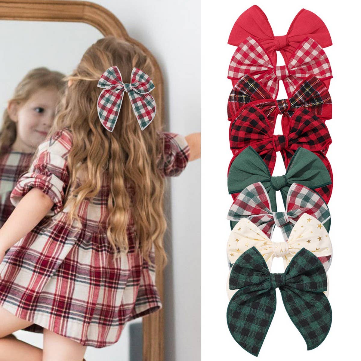 Vintage Plaid Bow Tail Hair Clip for Kids