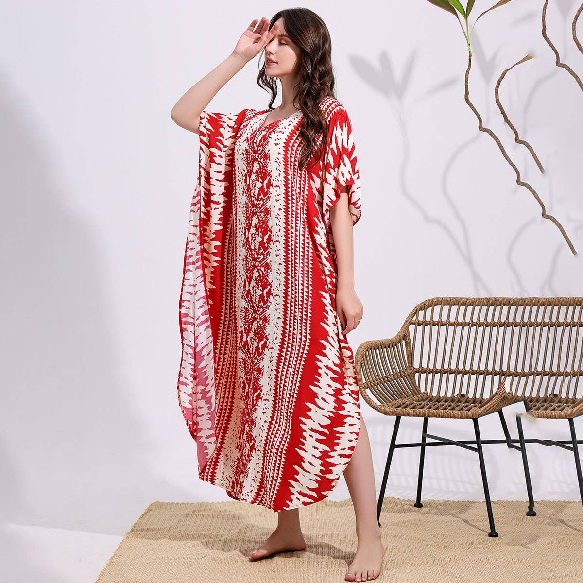 Snake Print Cotton Blend Beach Cover-Up_CWMM6144