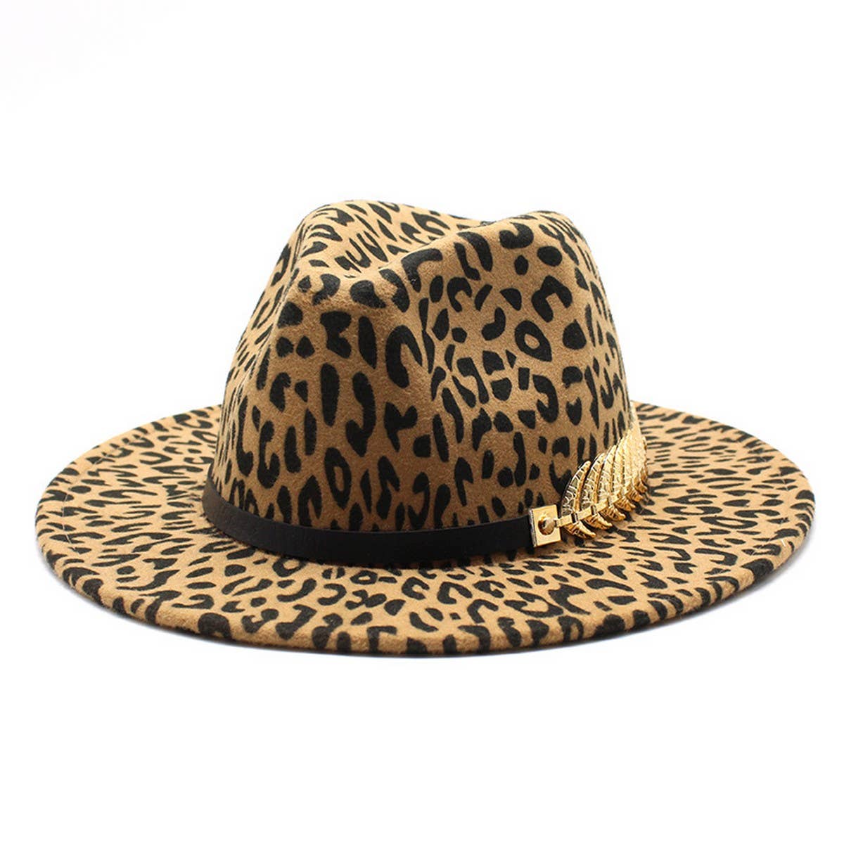 LEOPARD PRINT JAZZ HAT WOOLEN HAT WIDE BRIM HAT_CWAH2581