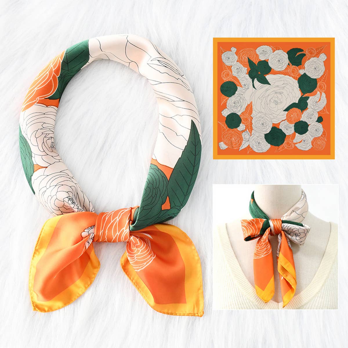 NEW FLORAL FLOWER SQUARE SCARF