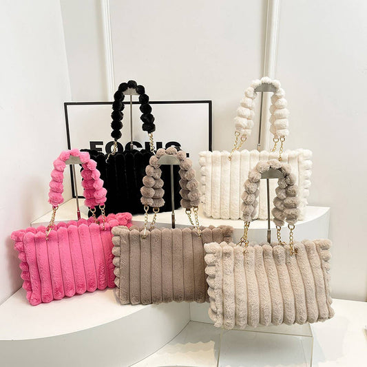 WINTER FASHIONABLE ALL-MATCH FUR BALL SHOULDER BAG_CWAB3986