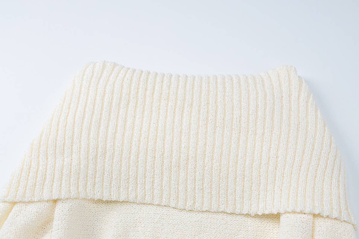 SLOUCHY OFF-THE-SHOULDER SOLID COLOR KNIT