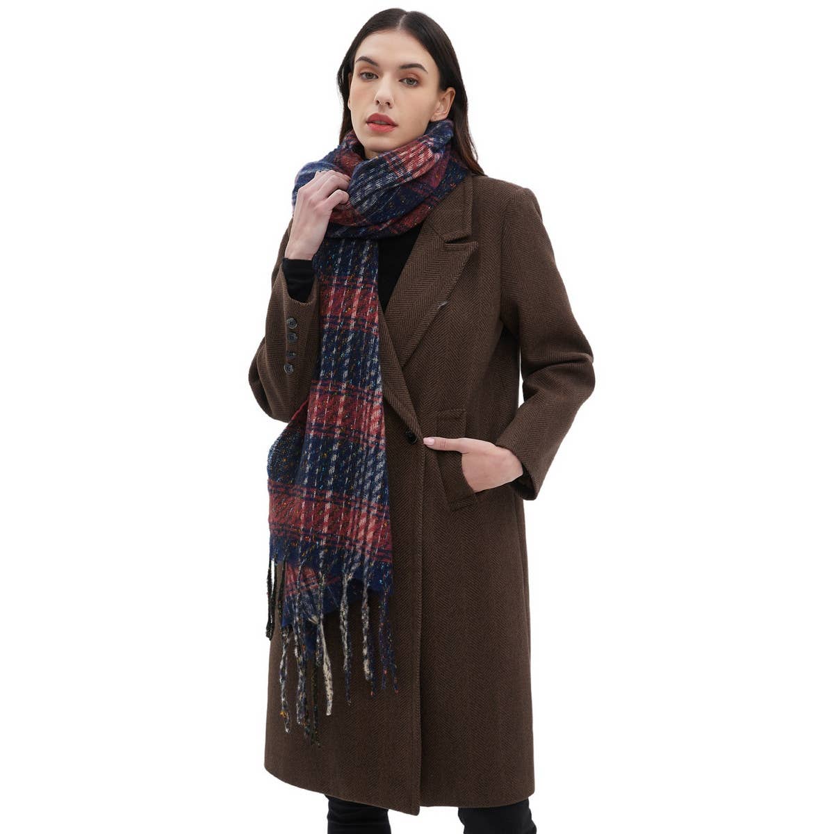 Mixed Plaid Fringe Scarf ? Unisex Winter Shawl