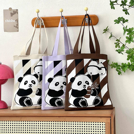 CASUAL NEW STYLE PANDA BAG KNITTED HANDBAG_CWAB3222