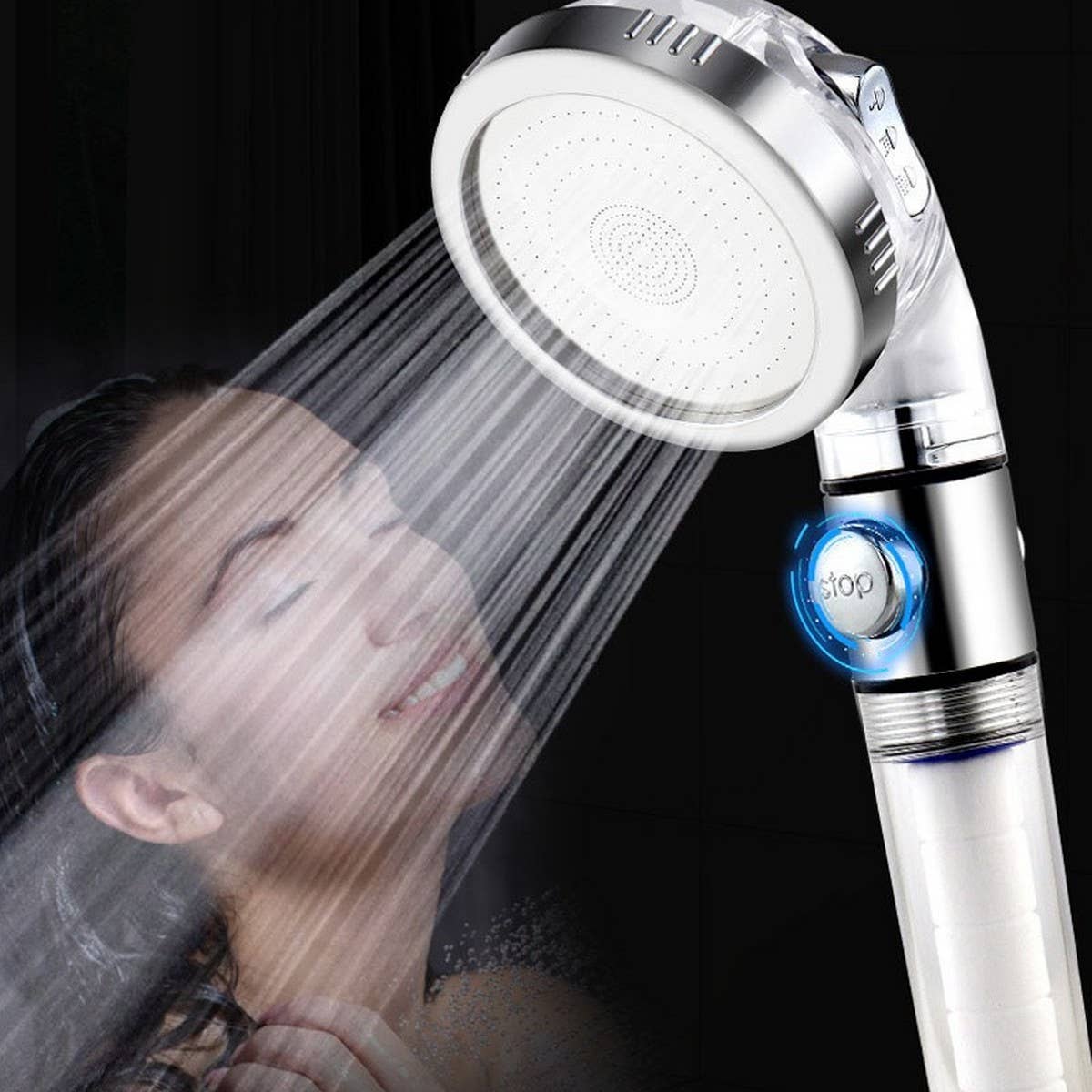 THREE-SPEED WATER FILTER SHOWER HEAD WITH BOOSTER