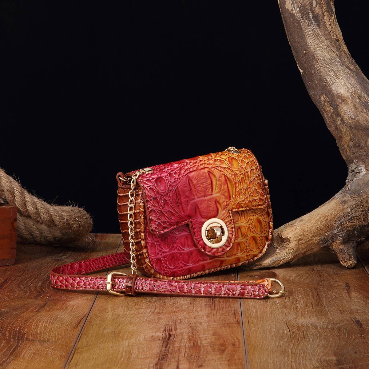 WOMEN MULTI-COLOR CROCODILE PATTERN SHOULDER BAG_CWAB2596