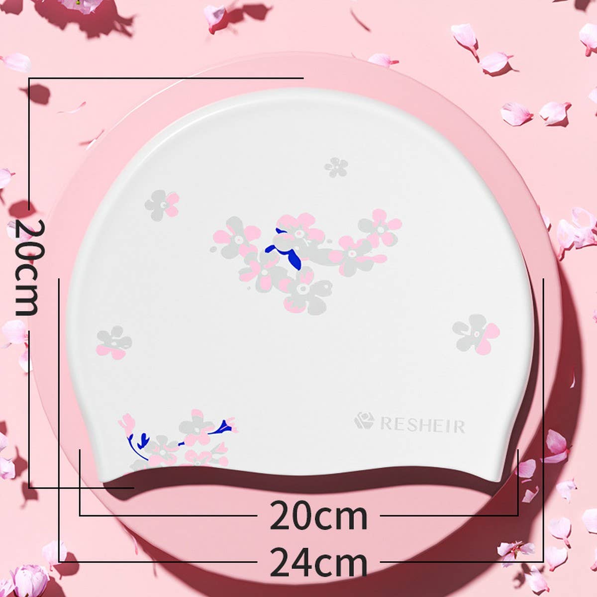 XL Printed Silicone Swim Cap for Women Adults_CWMM6706