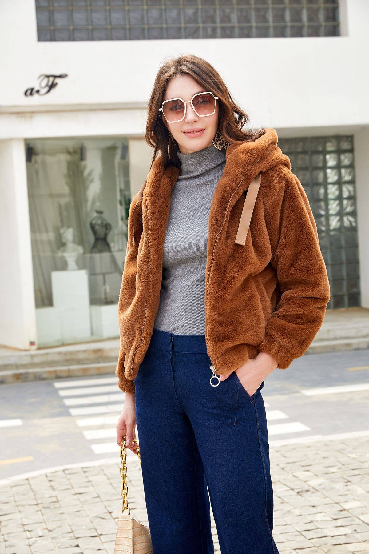 Fleece Jacket Hooded Long Sleeve Warm Padded Jacket