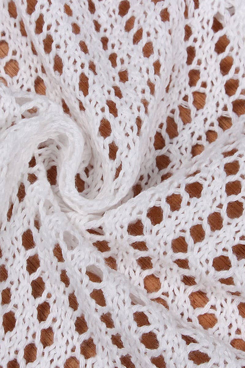 CWDSD4650_KNIT HOLLOWED-OUT BACKLESS LACE-UP BLOUSE