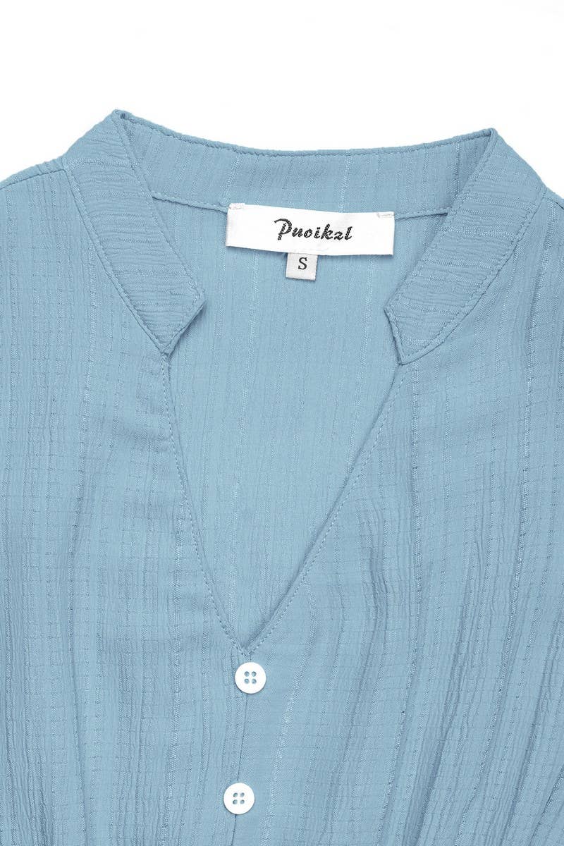 CWDMD5280_V-NECK SOLID SLEEVELESS STAND COLLAR A-LINE DRESS