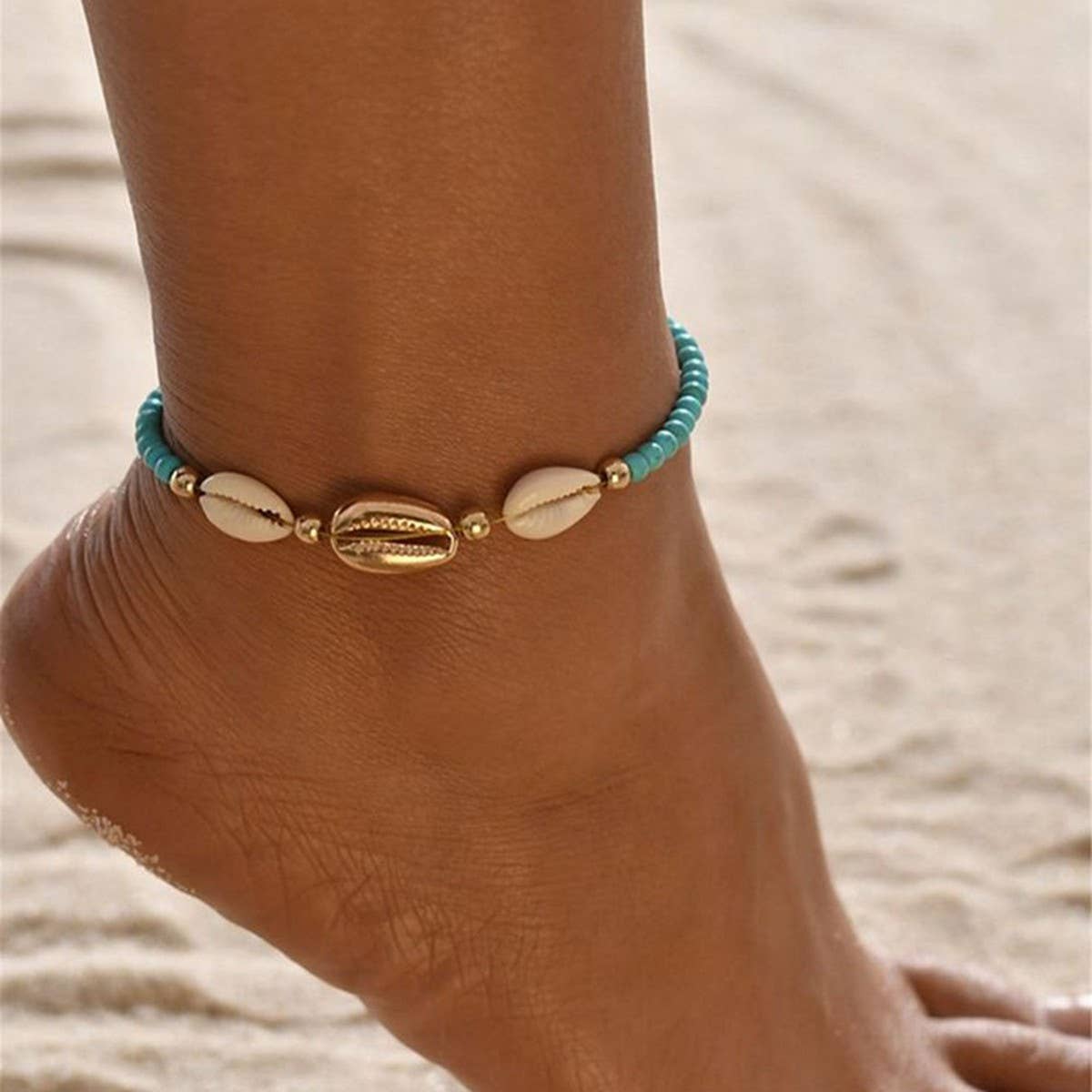 Trendy Shell Blue Stone Bracelet, 18K Gold Steel