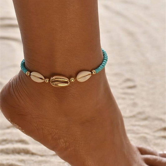 Trendy Shell Blue Stone Bracelet, 18K Gold Steel