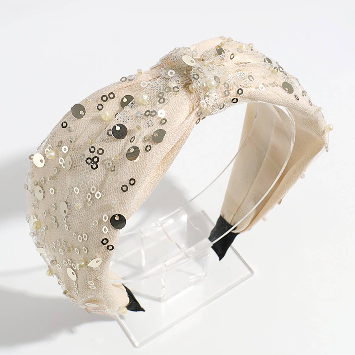 VINTAGE MESH SEQUIN KNOTTED HEADBAND