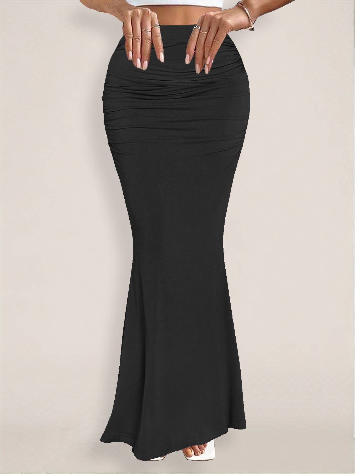 Sexy slim-fit bag hip pleated skirt long skirt