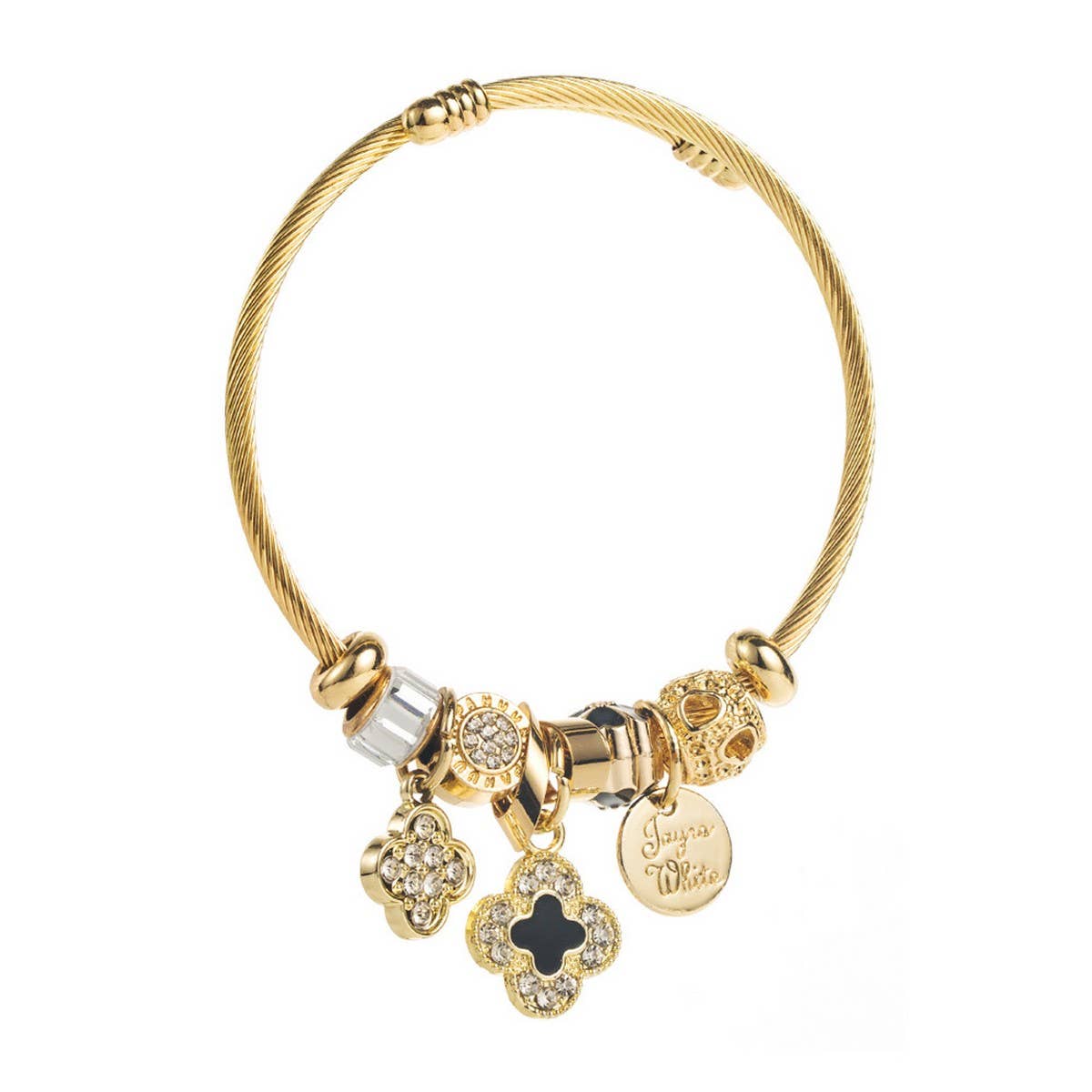 Butterfly Heart Beaded Steel Bracelet for Her_CWMM8477