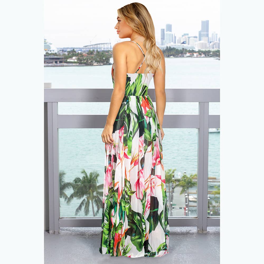 Bohemian Floral Print Spaghetti Strap Long Dress_Cwdmd5296