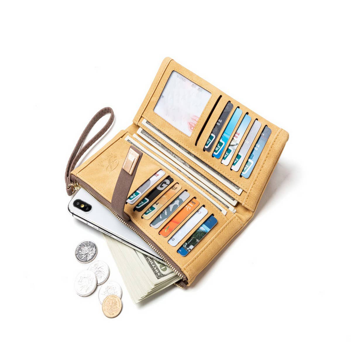 WOMEN'S LONG VINTAGE MATTE ZIP CLUTCH_CWAB2330