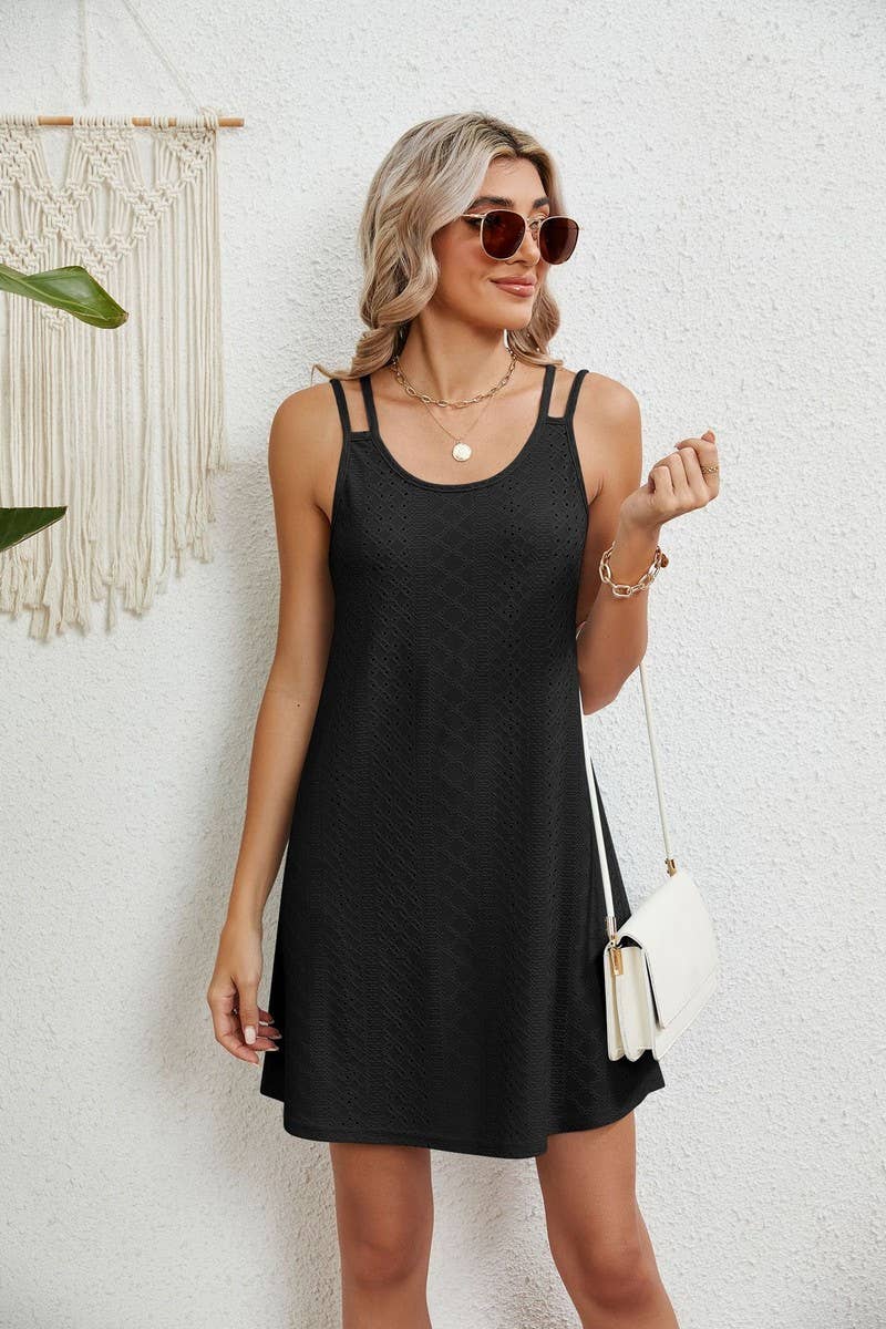 CWDSD4842_U-NECK LOOSE SUSPENDER DRESS