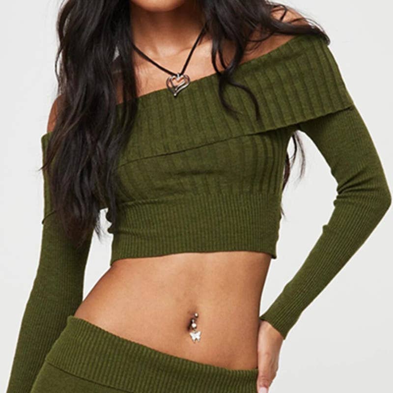 SEXY HOTTIE LINE NECK LONG SLEEVE SWEATER