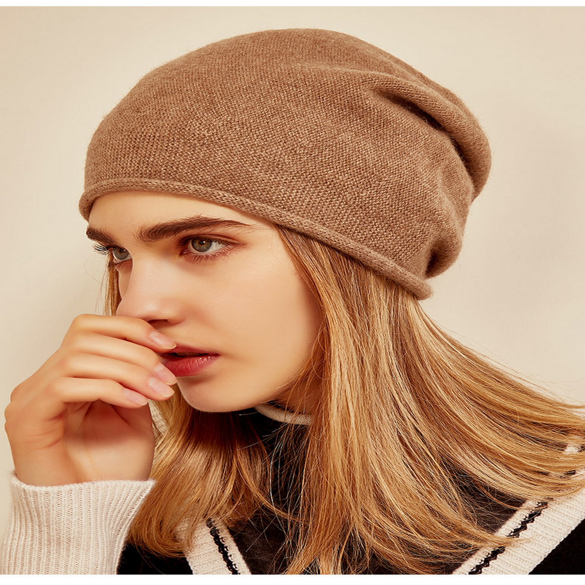 Women??¢s Knit Beanie ??Warm Cashmere Cuffed Hat_CWAH3993