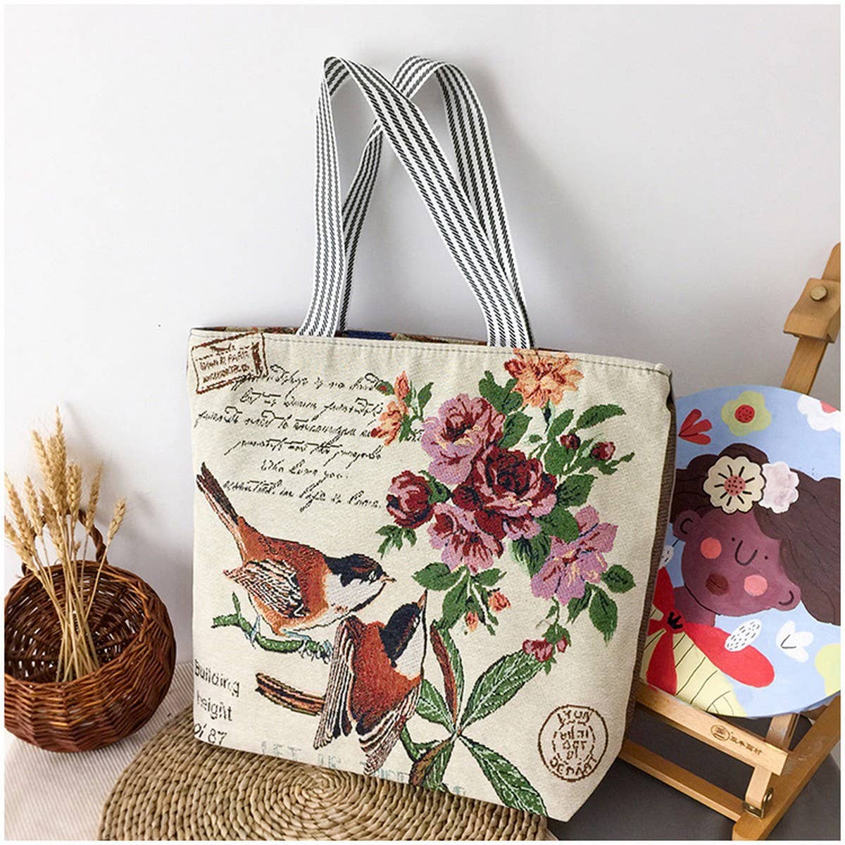 LARGE CAPACITY ETHNIC STYL CANVAS SHOULDER TOTE BAG_CWAB1670