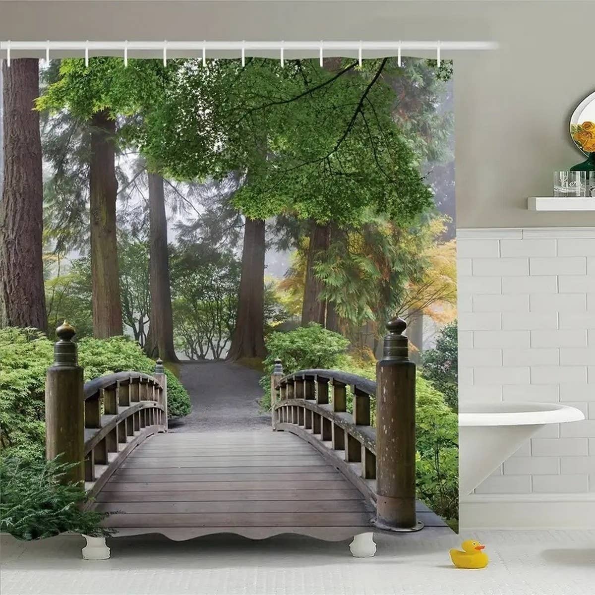 WATERFALL LANDSCAPE PRINT SHOWER CURTAIN