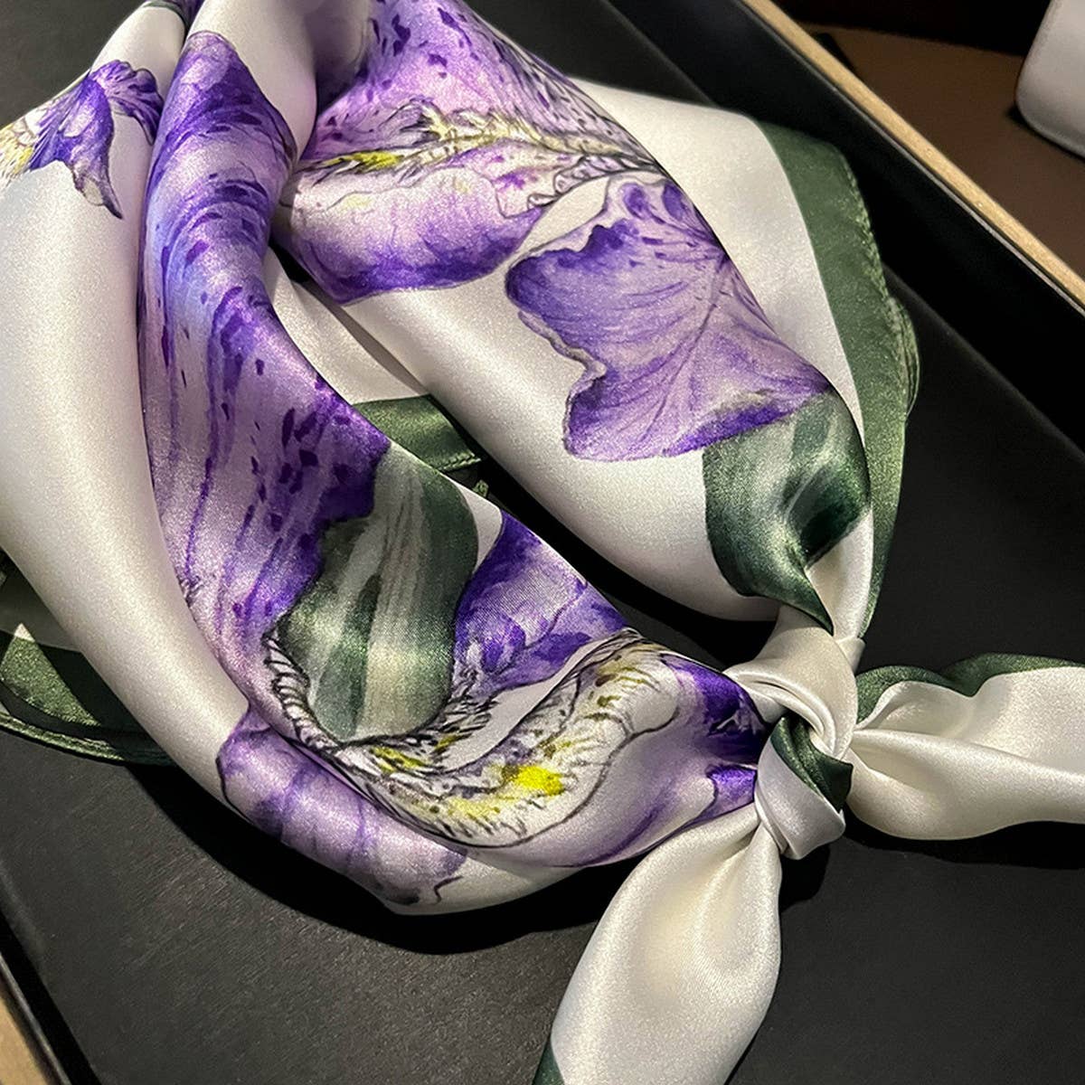 Silk Skinny Scarf - Purple Neck & Hair Ribbon