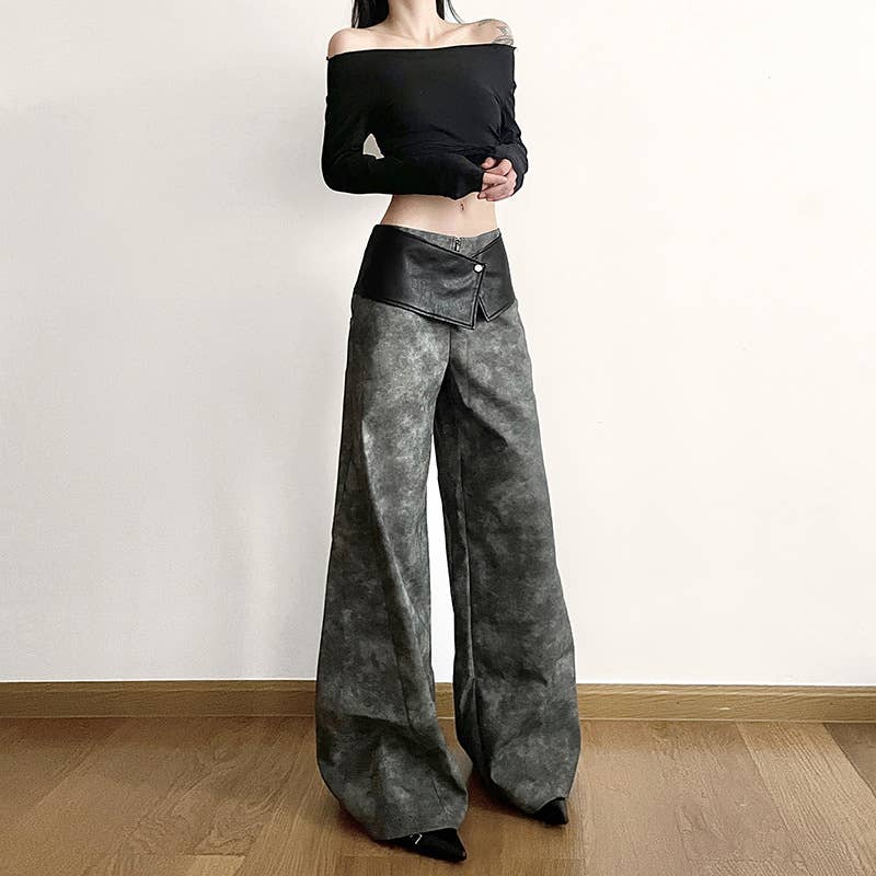 Street fashion high-waisted loose wide-leg pants