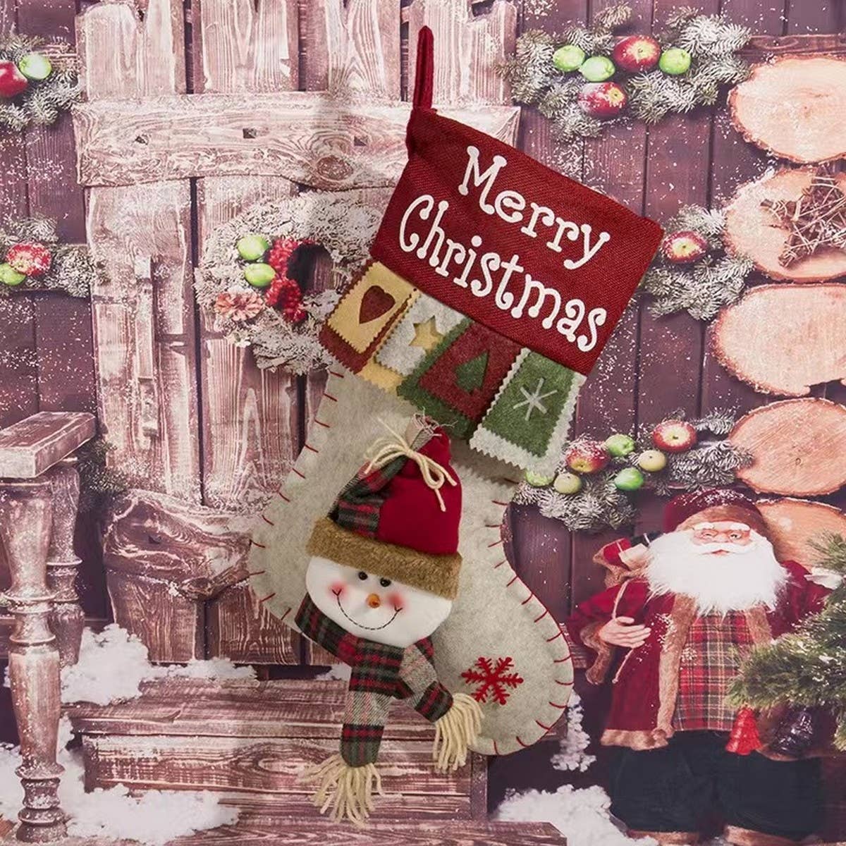 SEQUINED 3D SANTA CLAUS CHRISTMAS STOCKINGS