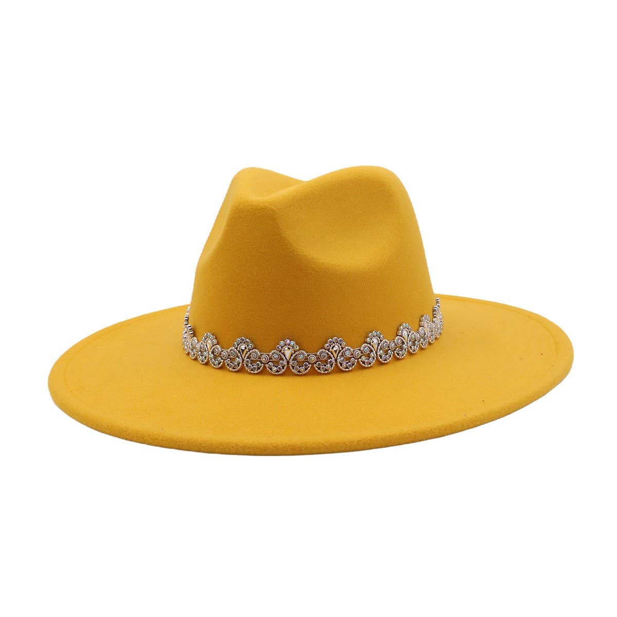 Men & Women Wool Blend Fedora Hat Heart Top_CWAH04386