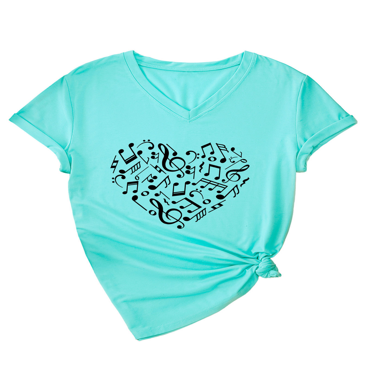 Heart and Music V-Neck T-Shirt ? Relaxed Fit